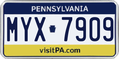 PA license plate MYX7909
