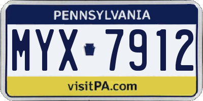 PA license plate MYX7912