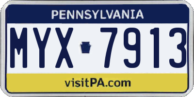 PA license plate MYX7913