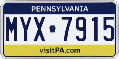 PA license plate MYX7915