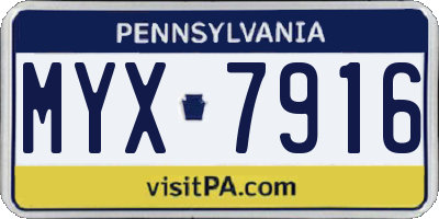 PA license plate MYX7916