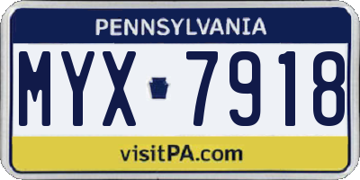 PA license plate MYX7918