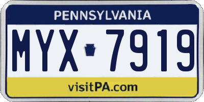 PA license plate MYX7919