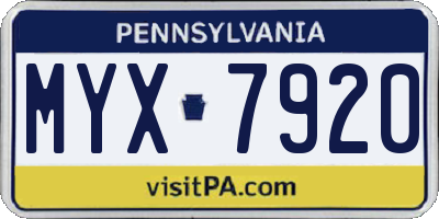 PA license plate MYX7920