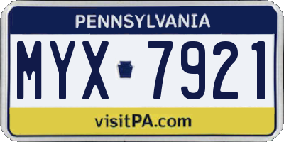 PA license plate MYX7921