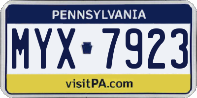 PA license plate MYX7923