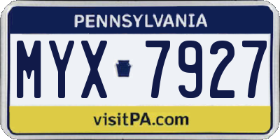 PA license plate MYX7927