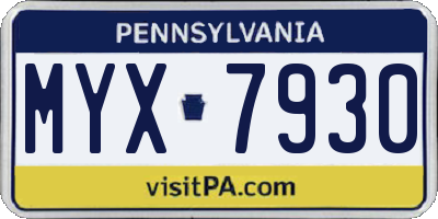 PA license plate MYX7930