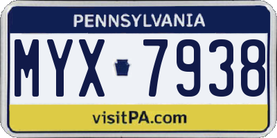 PA license plate MYX7938