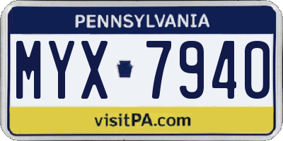 PA license plate MYX7940