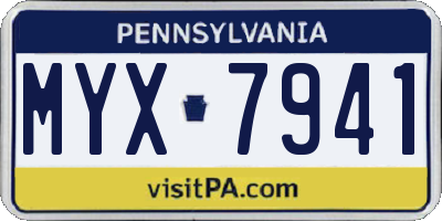 PA license plate MYX7941