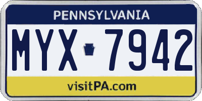 PA license plate MYX7942