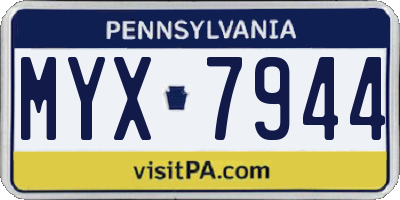 PA license plate MYX7944