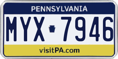 PA license plate MYX7946