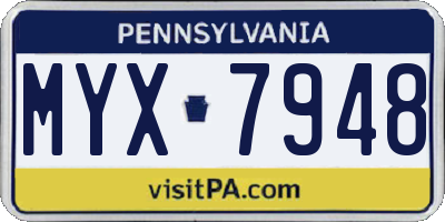 PA license plate MYX7948