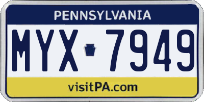 PA license plate MYX7949