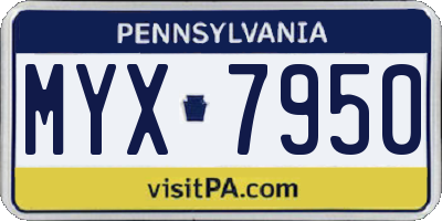 PA license plate MYX7950