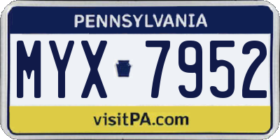 PA license plate MYX7952