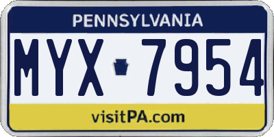 PA license plate MYX7954