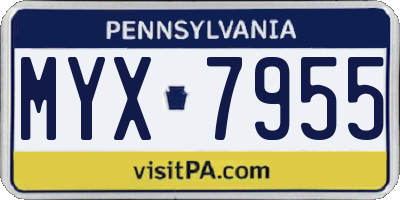 PA license plate MYX7955