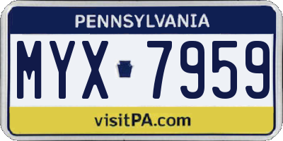 PA license plate MYX7959