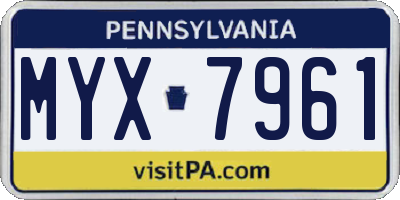 PA license plate MYX7961