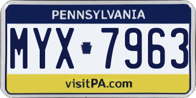 PA license plate MYX7963