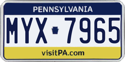PA license plate MYX7965