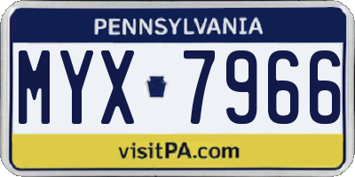 PA license plate MYX7966