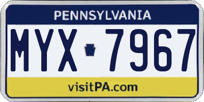 PA license plate MYX7967