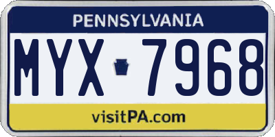 PA license plate MYX7968