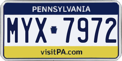 PA license plate MYX7972
