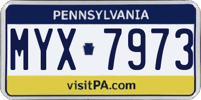 PA license plate MYX7973