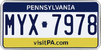 PA license plate MYX7978