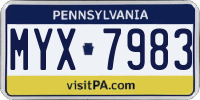 PA license plate MYX7983