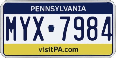 PA license plate MYX7984