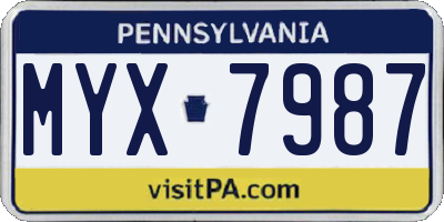 PA license plate MYX7987