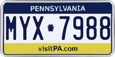 PA license plate MYX7988