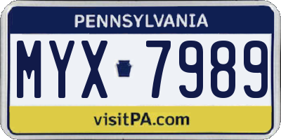 PA license plate MYX7989