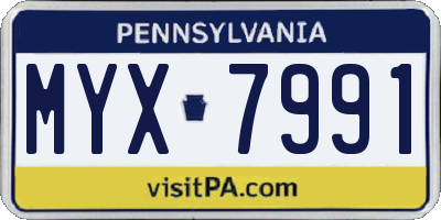PA license plate MYX7991