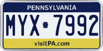 PA license plate MYX7992