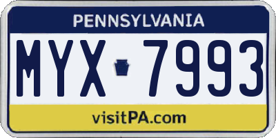 PA license plate MYX7993