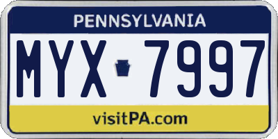 PA license plate MYX7997
