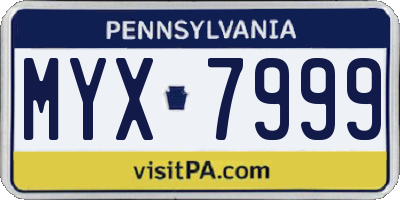 PA license plate MYX7999