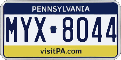 PA license plate MYX8044