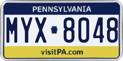 PA license plate MYX8048