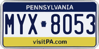 PA license plate MYX8053