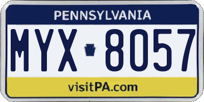 PA license plate MYX8057