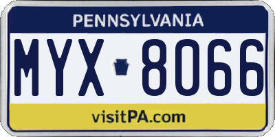 PA license plate MYX8066