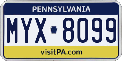 PA license plate MYX8099